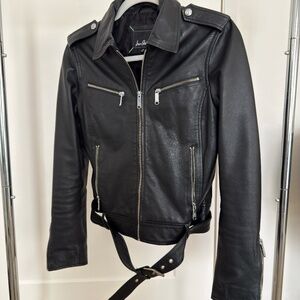 Sam Edelman Black Leather Moto Jacket – Size XS